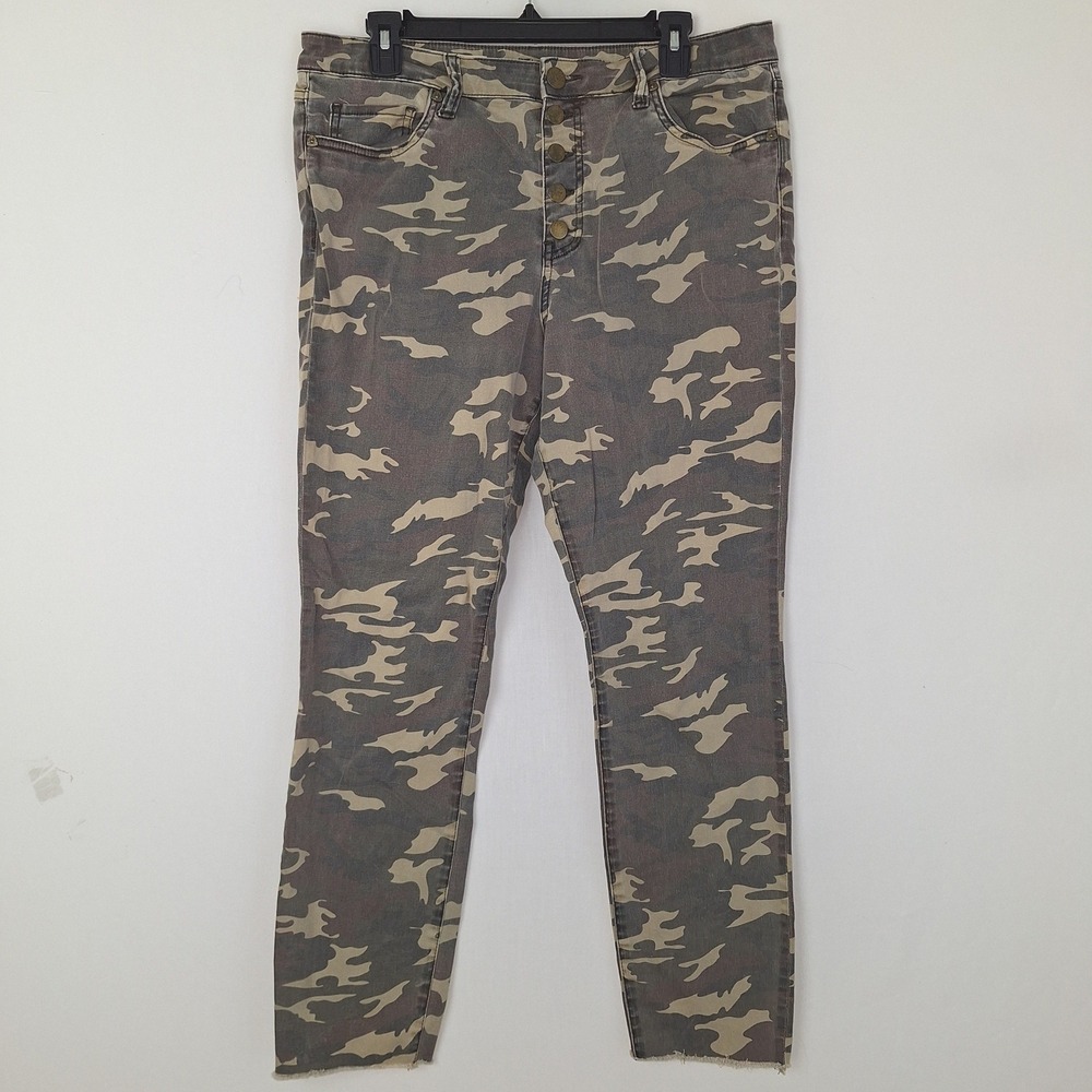 Y2K Jeans Grunge Camo Kut from the Kloth Size 14 High Rise Ankle Skinny